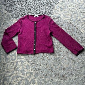 Willow Button Down Cardigan Fuschia Pink Medium